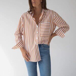 AYR Deep End Shirt Tan White Striped - Medium